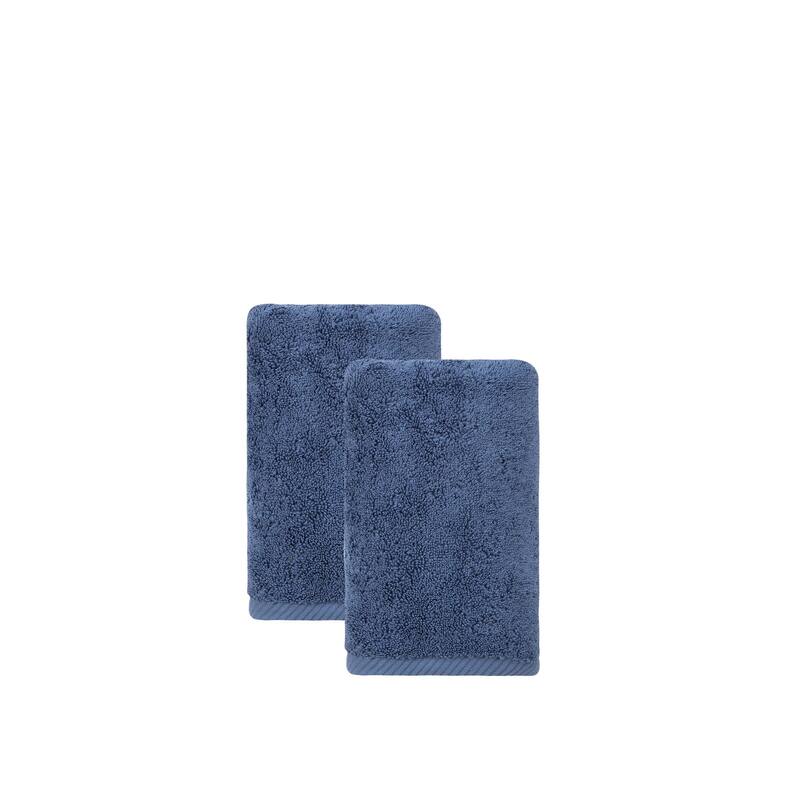 Ozan Premium Home 100% Turkish Cotton Opulence Luxury Hand Towels (Set of 2) - Midnight Blue