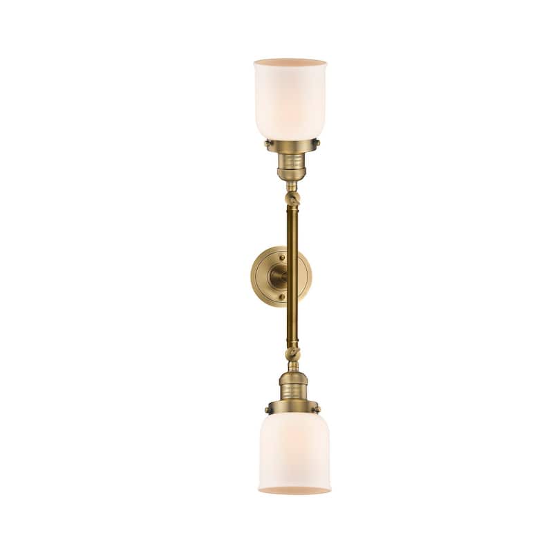 Innovations Lighting Small Bell 2 Light 23" Wide Bathroom Vanity Light - Brushed Brass / Matte White