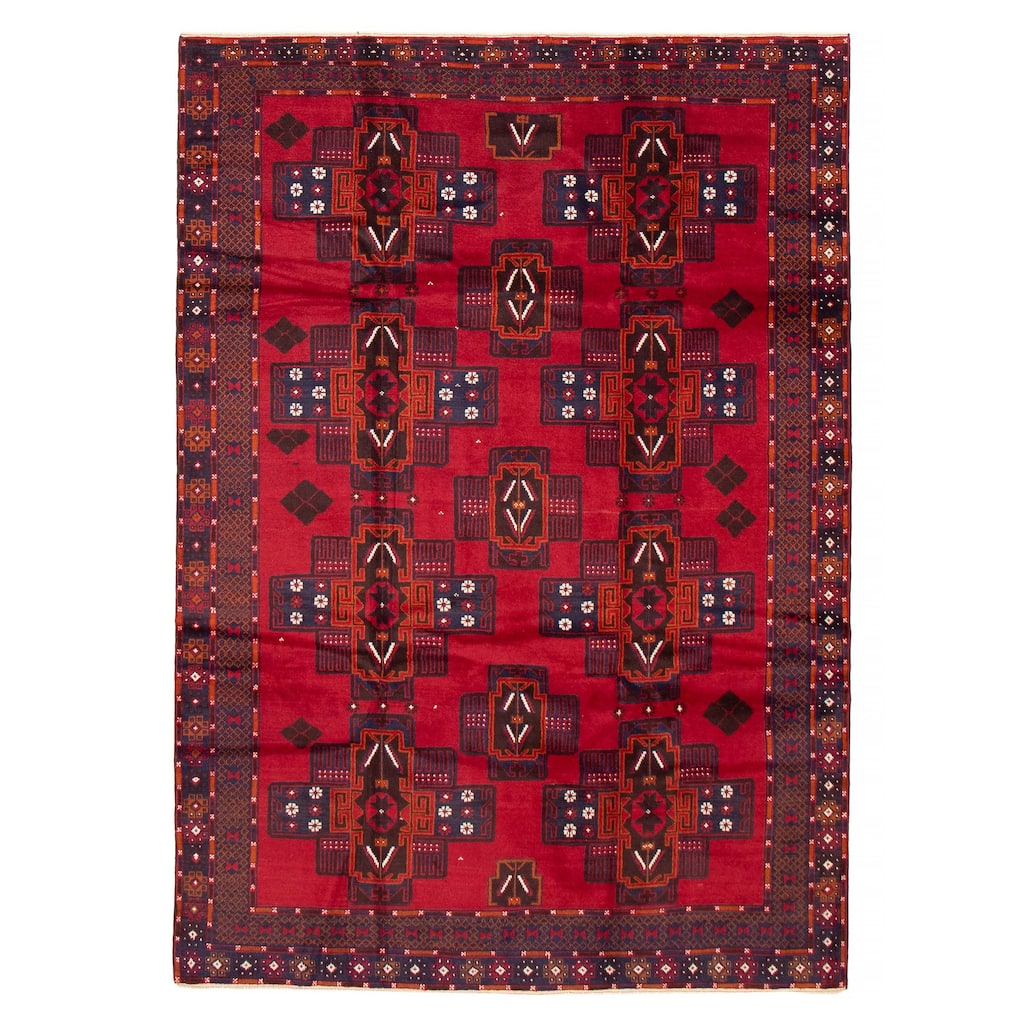 ECARPETGALLERY Hand-knotted Teimani Red Wool Rug - 6'7 x 9'5