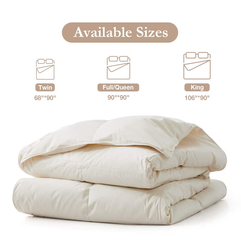 Lightweight 100% Organic Cotton Feather Down Comforter Summer Duvet Insert