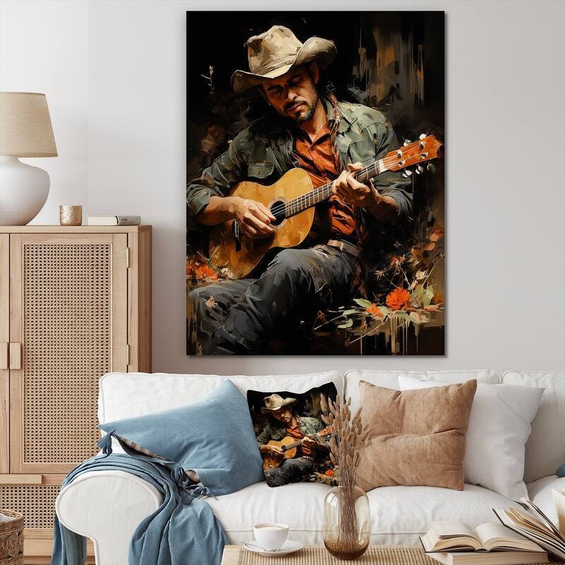 Designart "Country Music Singer In Rustic Browns" Music Wall Art