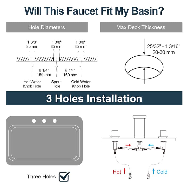 GRANDJOY 2-Pack Waterfall Bathroom Sink Faucets 3-Hole 2-Handle Vessel Sink Faucet