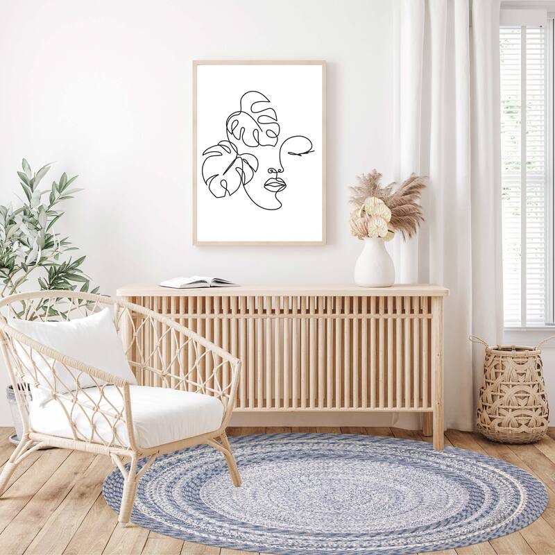 ECARPETGALLERY Braid weave Sienna Blue Wool Rug - 4'10 x 4'10