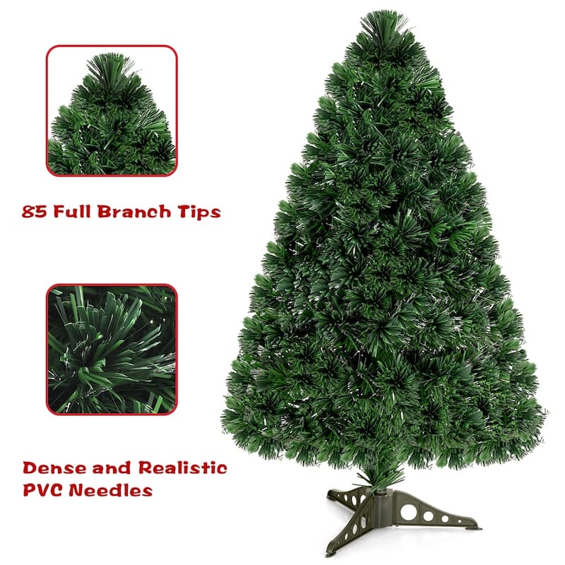 3Feet Artificial Pre-Lit Fiber Optic PVC Christmas Tree