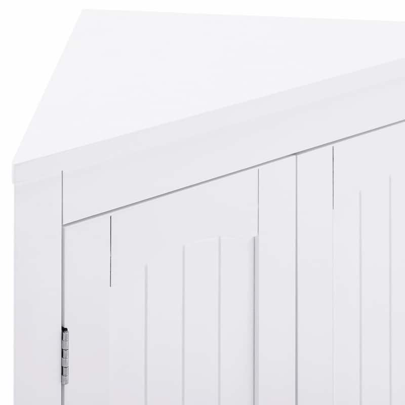 Corner Cabinet with Doors & Shelves: Ideal for Bathroom, Kitchen, or Living Room. Stylish Free-Standing Storage