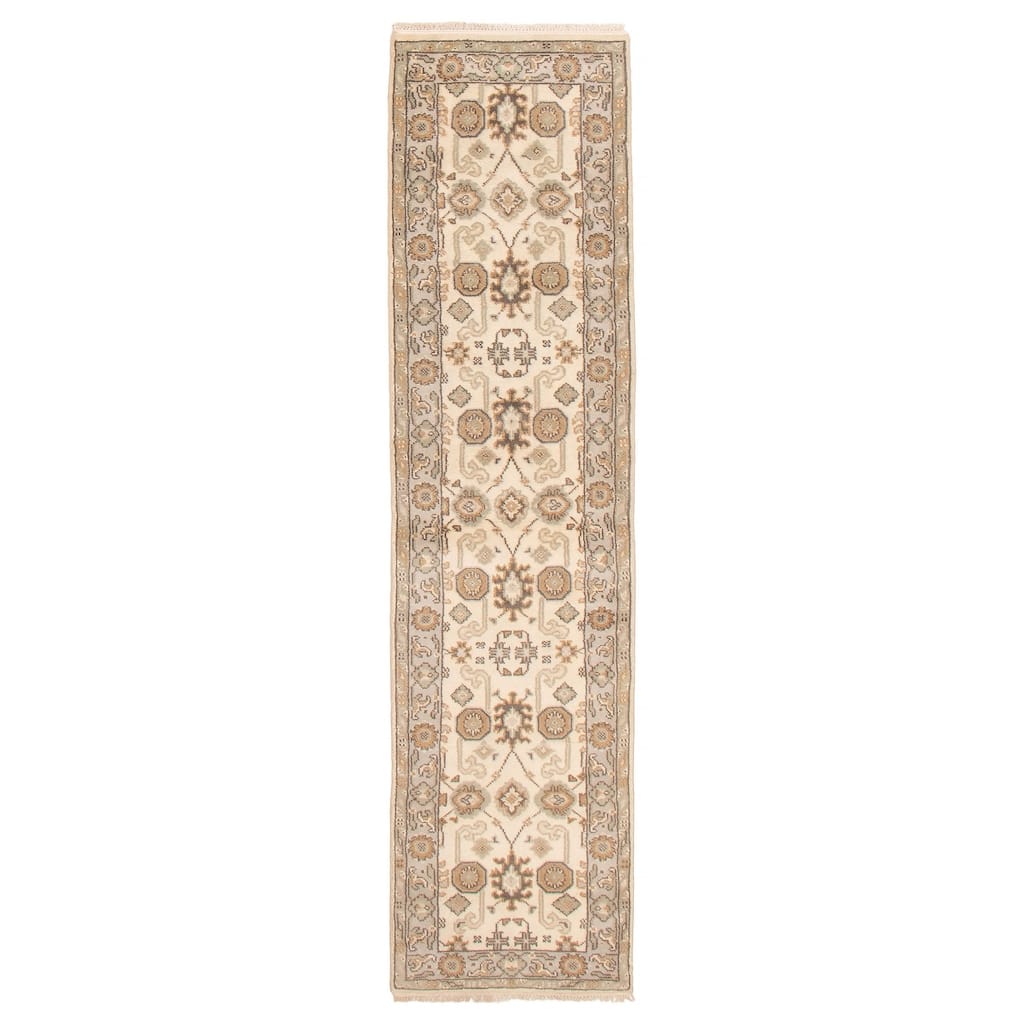 ECARPETGALLERY Hand-knotted Royal Oushak Cream Wool Rug - 2'6 x 10'2