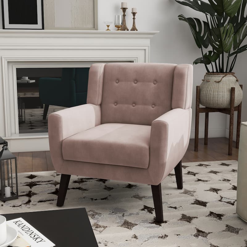 Velvet Accent Chair Living Room Upholstered Armchair - PINK
