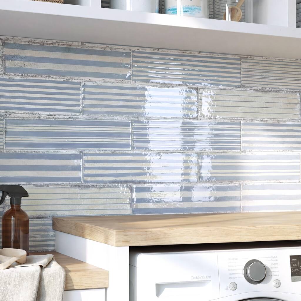 Merola Tile Luca Stria Gio with Antimicrobial Glaze 3-1/8" x 12-3/8" Ceramic Wall Tile