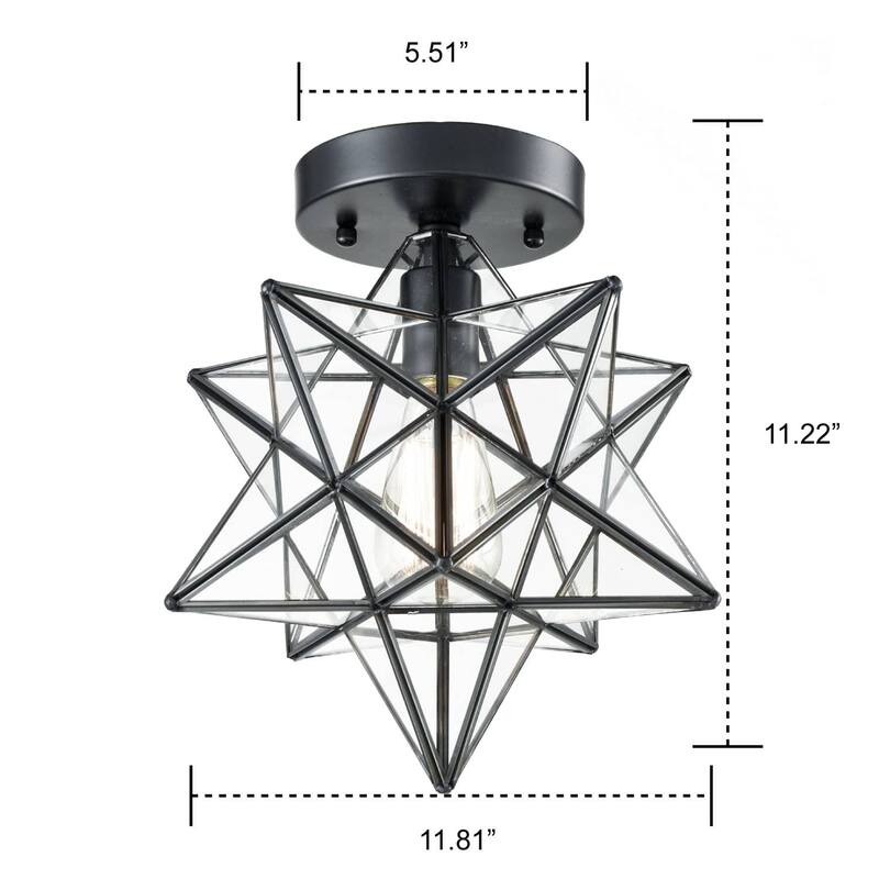 Feltre Industrial Moravian Star Ceiling Light with Clear Glass 12 Inches