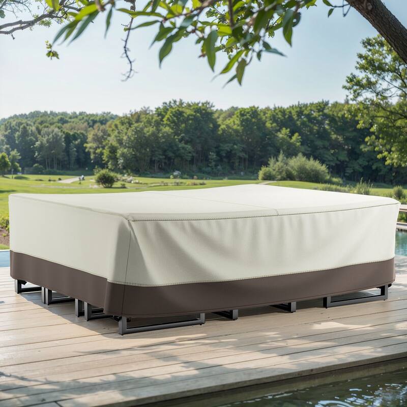 Heavy Duty Patio Sofa Cover, Waterproof 3-Seater Outdoor Sofa Cover - Medium Size - Beige