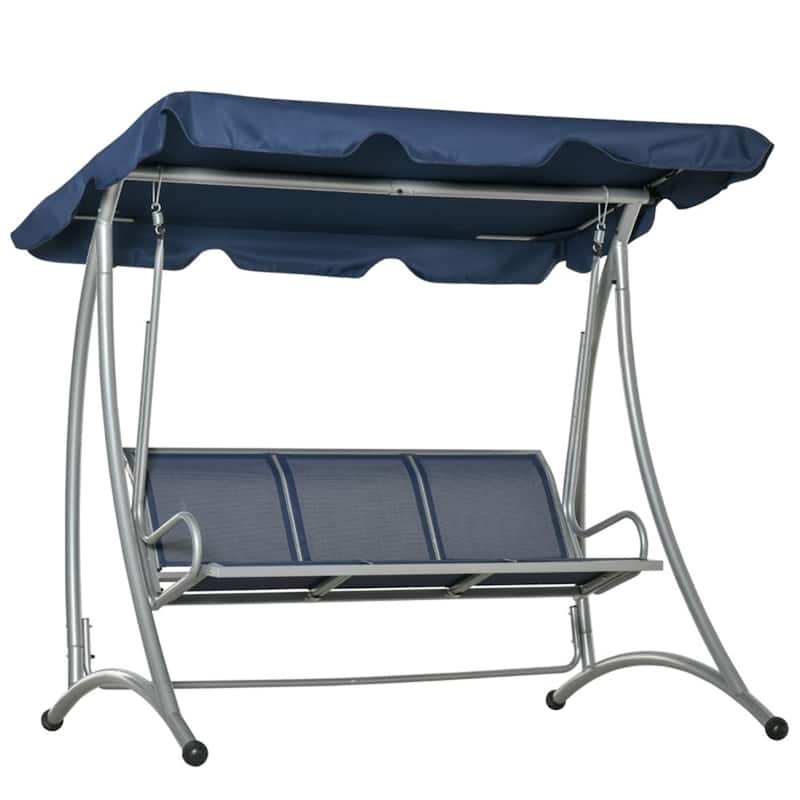 Outdoor Patio Swing Chair for 3 Adults with Adjustable Canopy