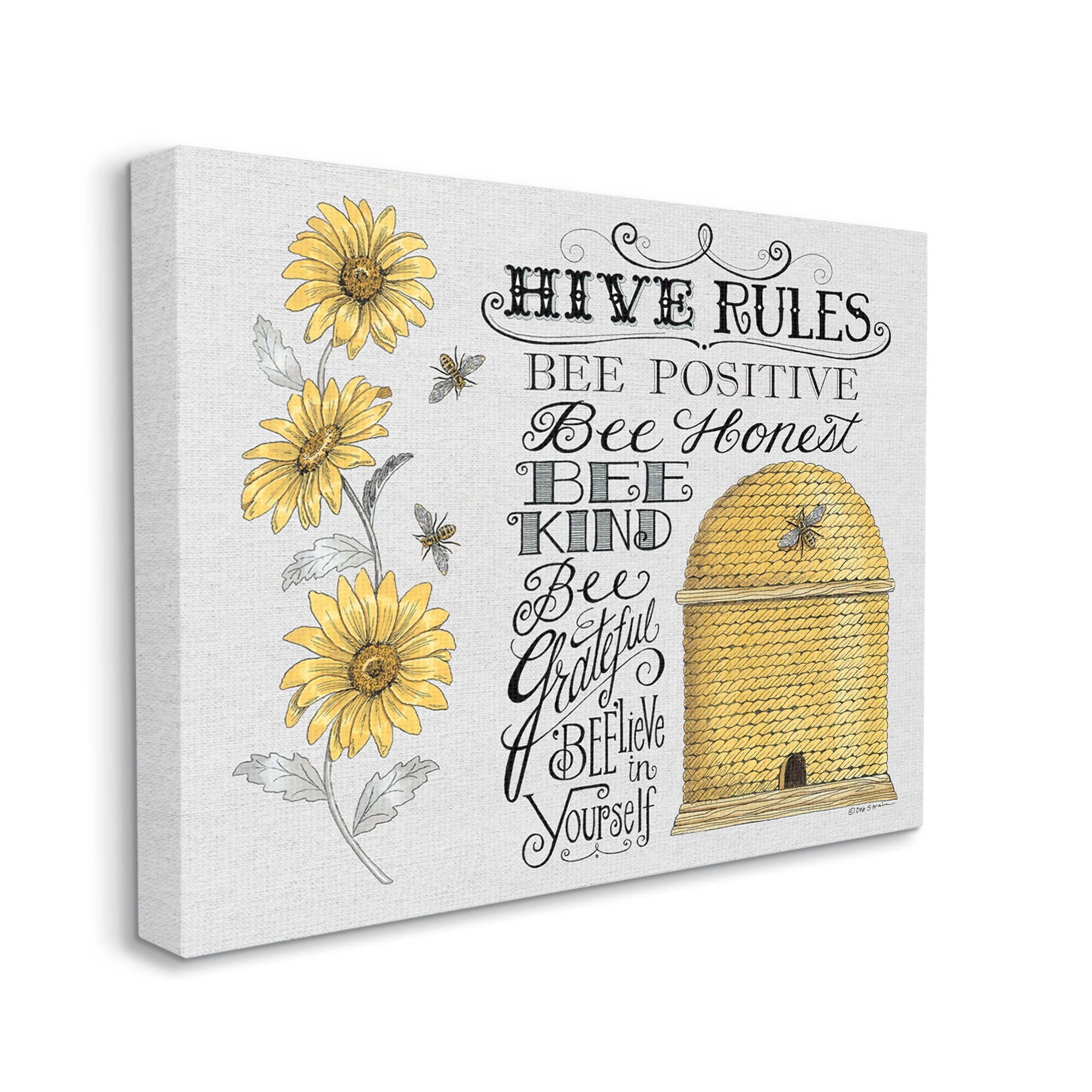 Stupell Hive Rules Motivational Phrases Bee Puns Vintage-image