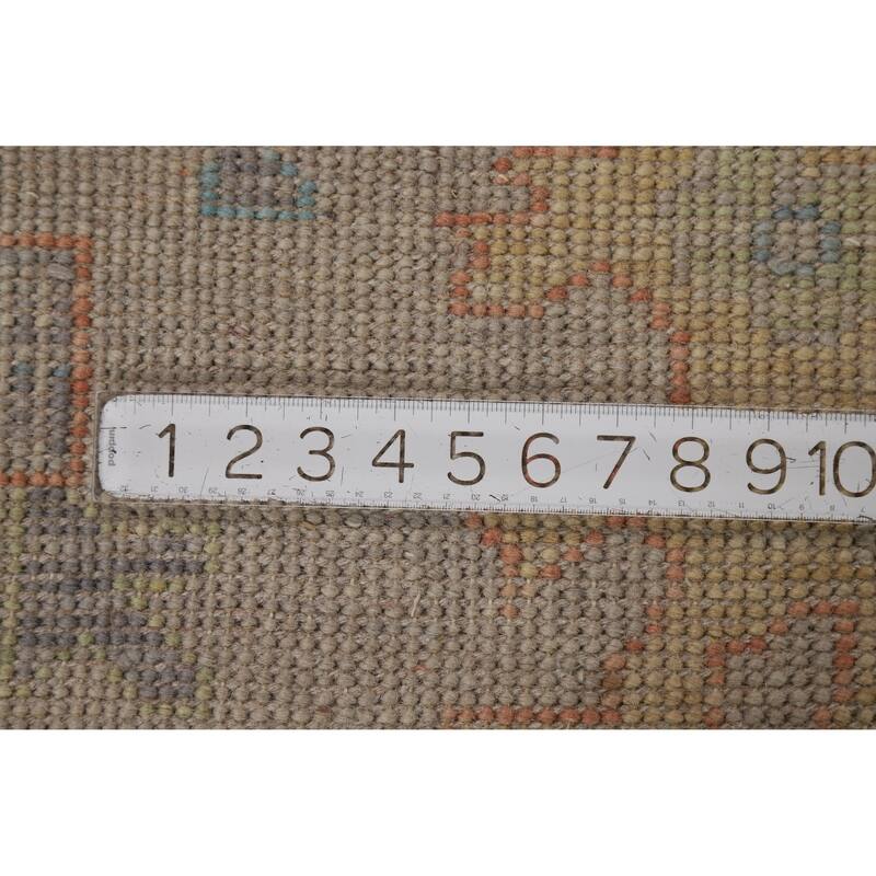 Floral Grey Oushak Indian Area Rug Hand-Knotted Wool Carpet - 7'11" x 9'10"