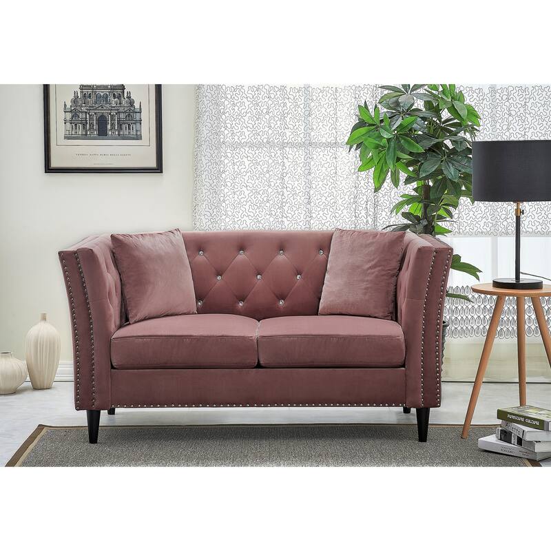 Gracewood Hollow Sukikim Velvet Loveseat - Rose