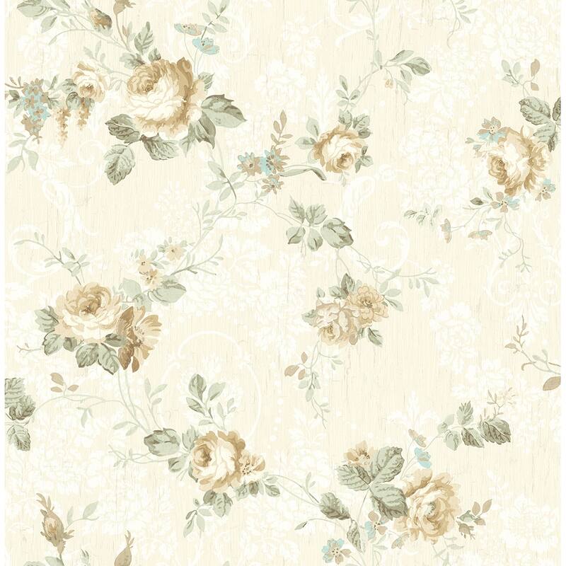 Seabrook Designs Filip Floral Trail Unpasted Wallpaper - 20.5 in. W x 33 ft. L - Light Grey & Burnt Sienna