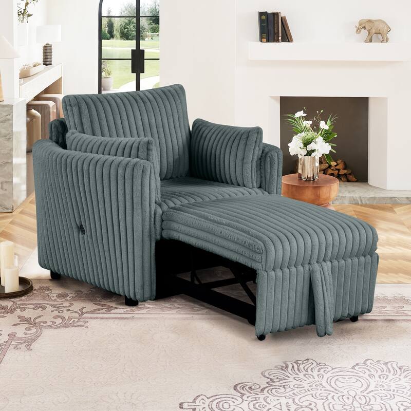 Modern Fabric Sleeper Single Sofa with USB and 2 pillows