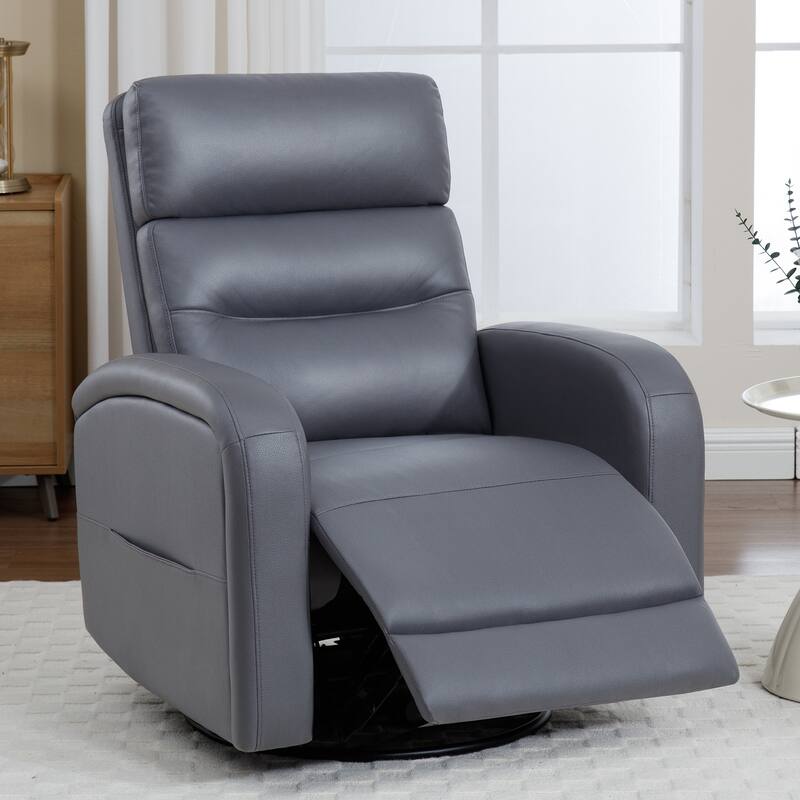 Aemeios Faux Leather Swivel Glider Rocker Manual Recliner - Grey - Faux Leather