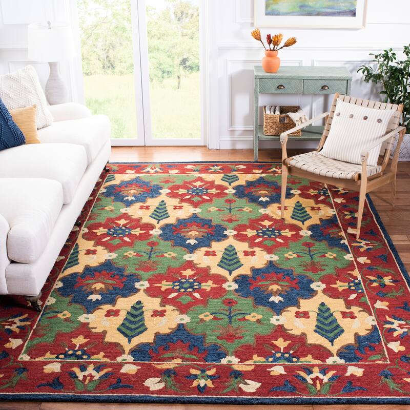 SAFAVIEH Handmade Heritage Piazza Traditional Wool Rug - 6' x 9' - Red/Green