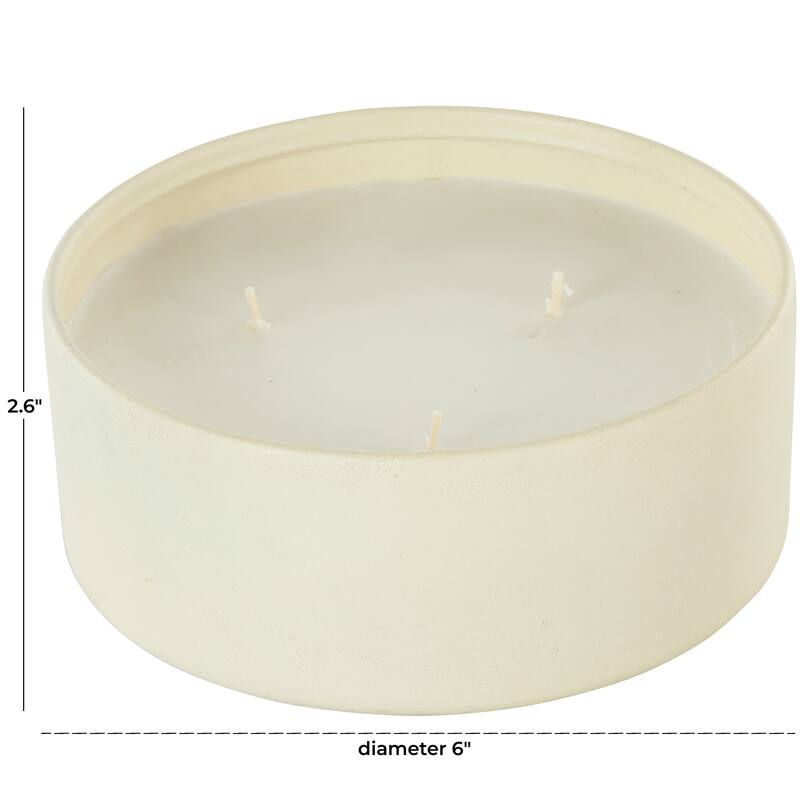 Beige, Black or Cream Metal Scented Textured 22oz 3 Wick Decorative Candle with White Wax