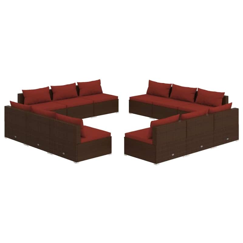 vidaXL Patio Lounge Set Outdoor Sectional Sofa Set Table Garden Poly Rattan