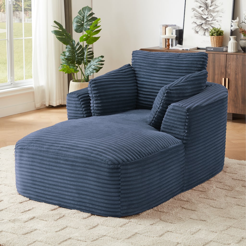 GDFStudio - Oversized Corduroy Chaise Lounge with for Living Room Dorm Apartment