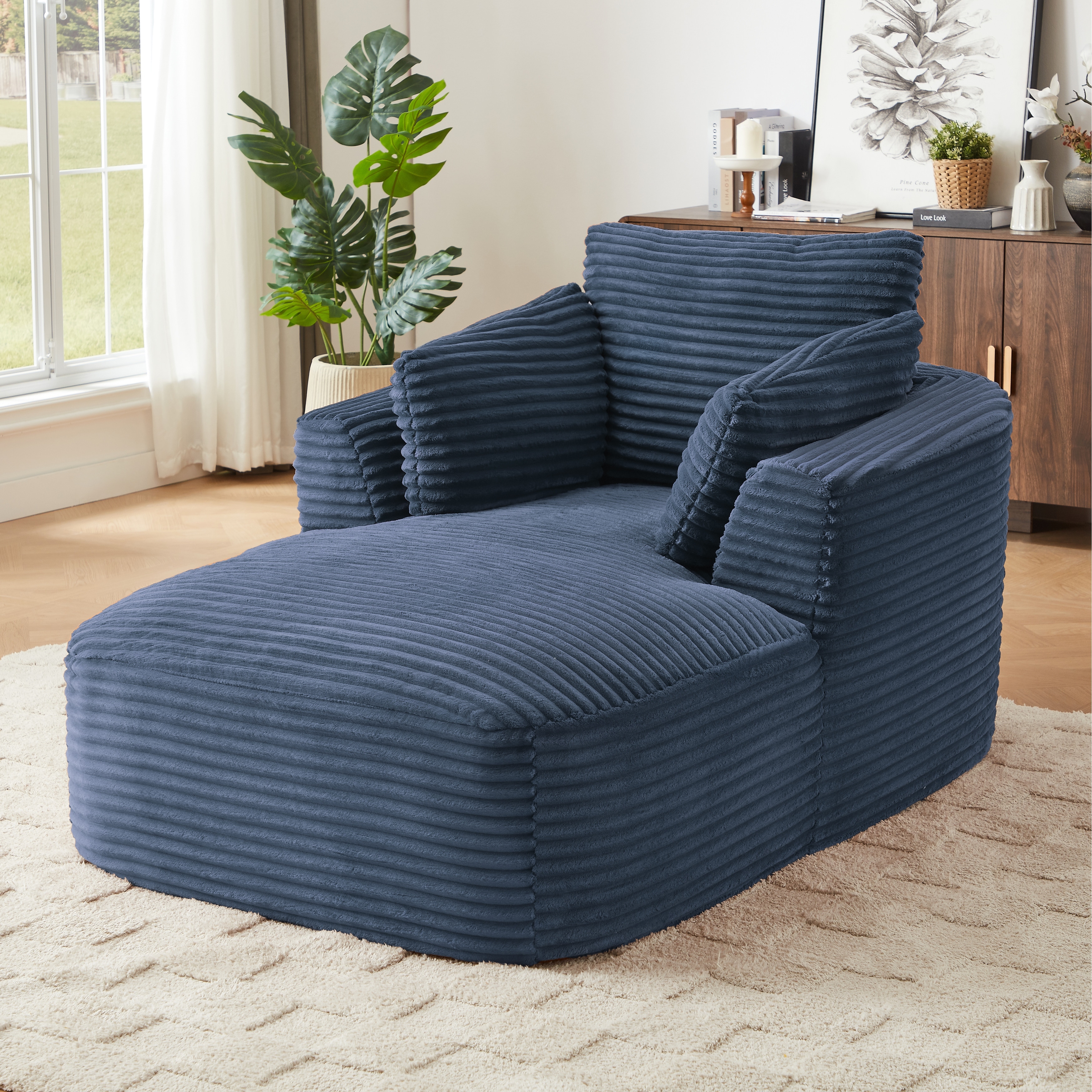 GDFStudio - Oversized Corduroy Chaise Lounge with for Living Room Dorm Apartment