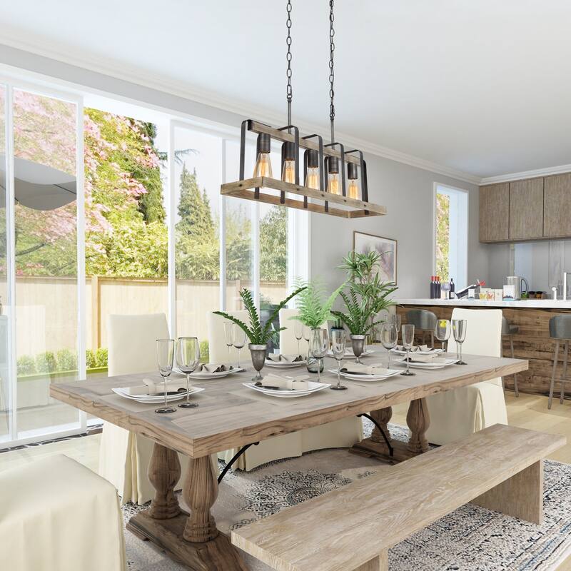 Farmhouse 5-Light Island Chandelier for Kitchen Island