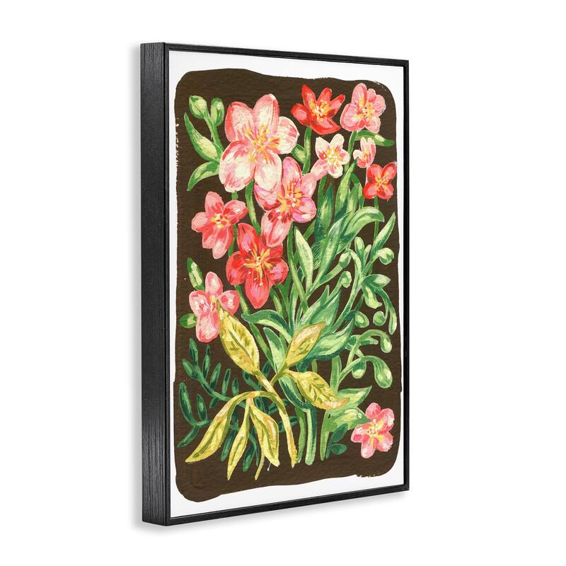 Stupell Garden Flowers on Brown Framed Giclee Art Design By Hannah Moren