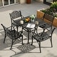 preview thumbnail 3 of 11, Nuu Garden 5-Piece Cast Aluminum Patio Dining Set with Umbrella Hole and Wide Seat