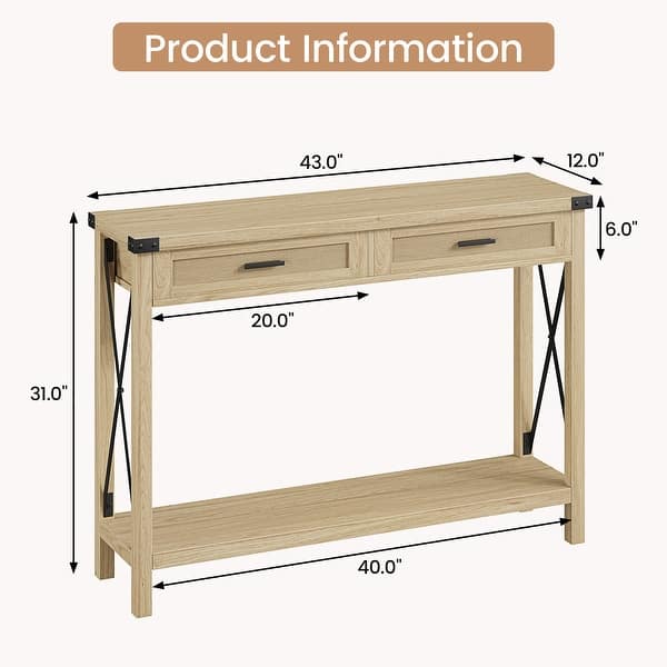Ail Console Table with Storage Shelf Rattan Sofa Table Entry Table for
