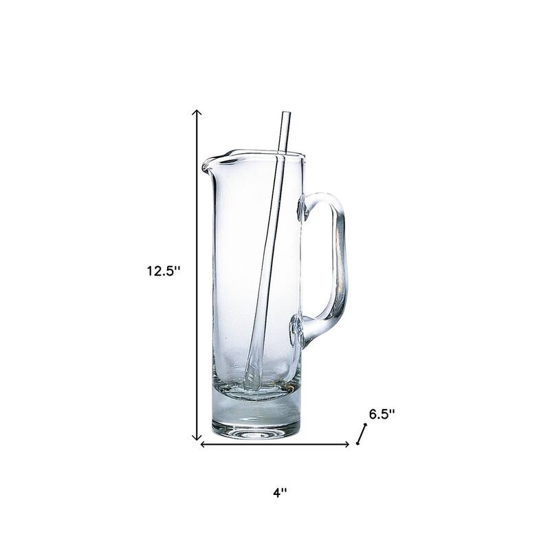 HomeRoots 13" Clear Lead Free Crystal Martini Pitcher And Stirrer