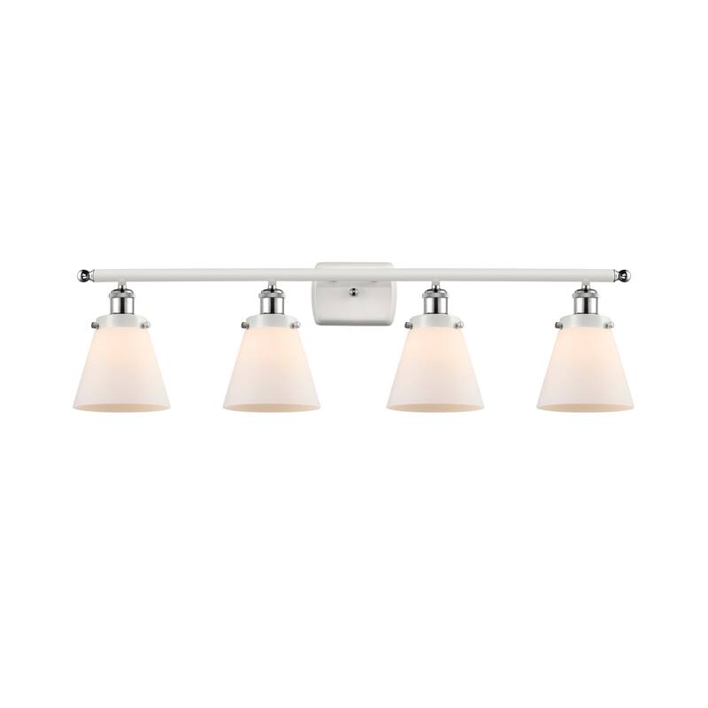Innovations Lighting 916-4W-11-36 Cone Vanity Cone 4 Light 36" Wide - White and Polished Chrome / Matte White