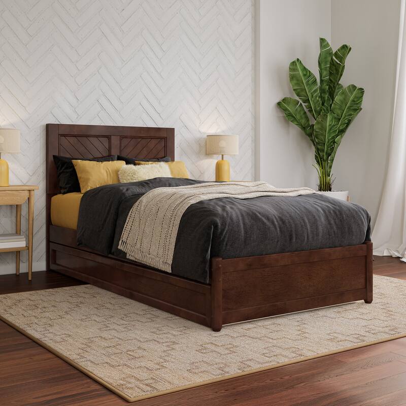 Clayton Platform Bed with Panel Footboard and Twin XL Trundle