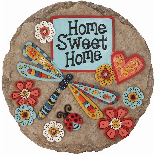 Home Sweet Home Dragonfly Decorative Garden Stone - Multi-Color