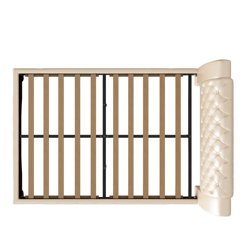 Christopher Knight Home - Modern Upholstered Platform Bed with Wood & Metal Frame with Button-Tufted Headboard