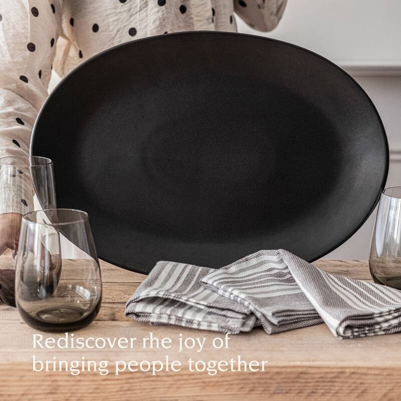 over&back Coupe Semi Matte Stoneware Oval Serving Platter