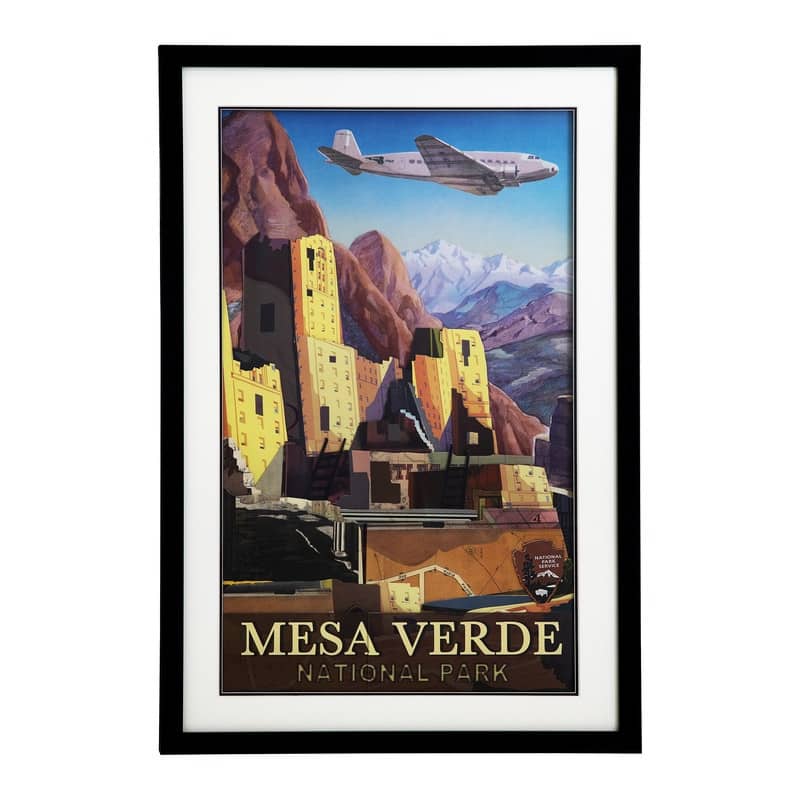'Mesa Verde' 24"W x 36"H Paper Collage Art with PS frame - Multi-Color