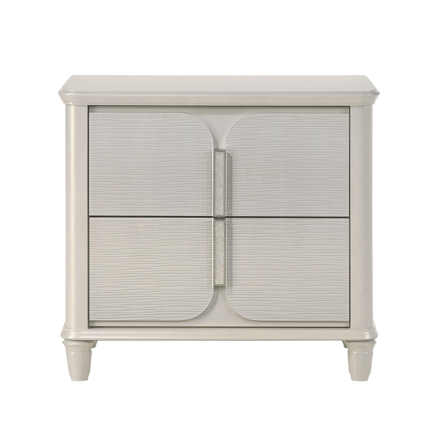 2 Drawers Wooden Nightstand in Pearl White Finish