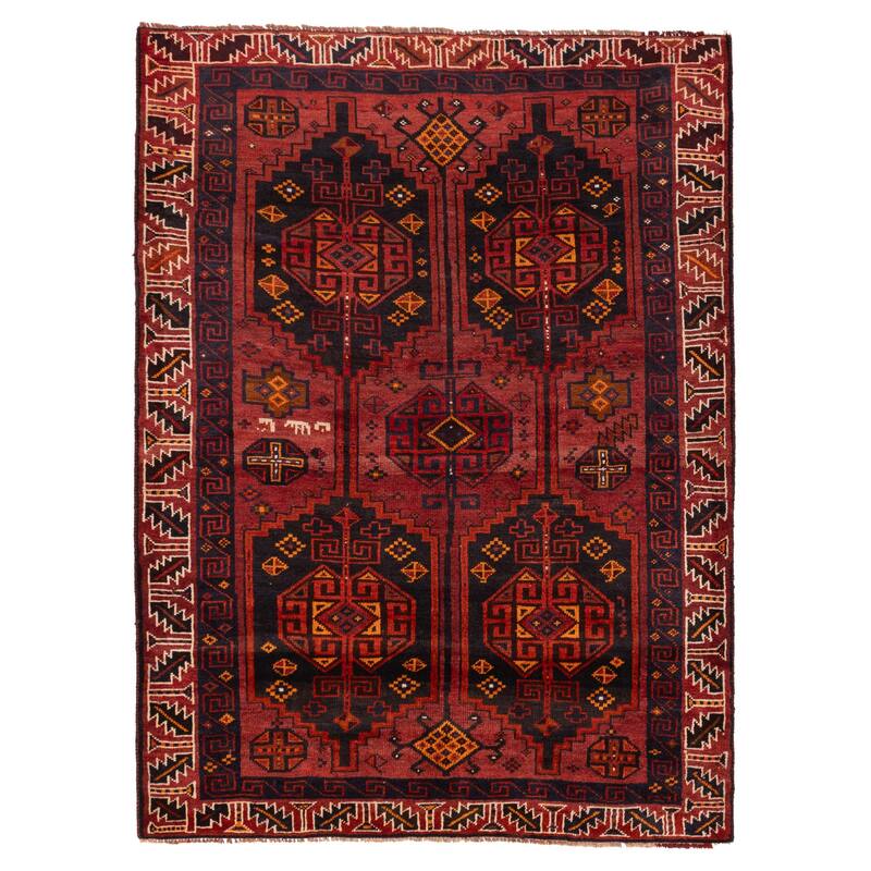 ECARPETGALLERY Hand-knotted Melis Vintage Red Wool Rug - 5'0 x 6'11
