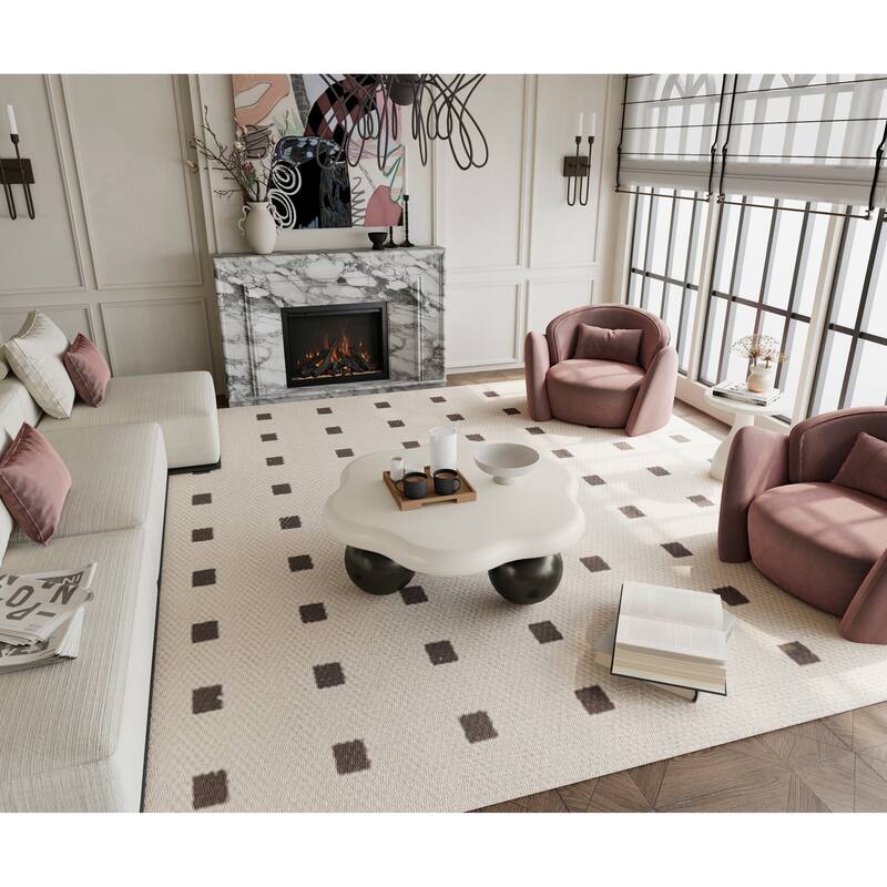 35" Cloud Shaped Modern Minimalist Coffee Table with Spherical Legs