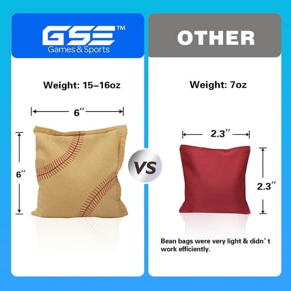 dimension image slide 2 of 11, GSE™ Set of 8 Regulation Size Cornhole Bean Bags. Corn Hole Board Toss Game Replacement Bean Bags
