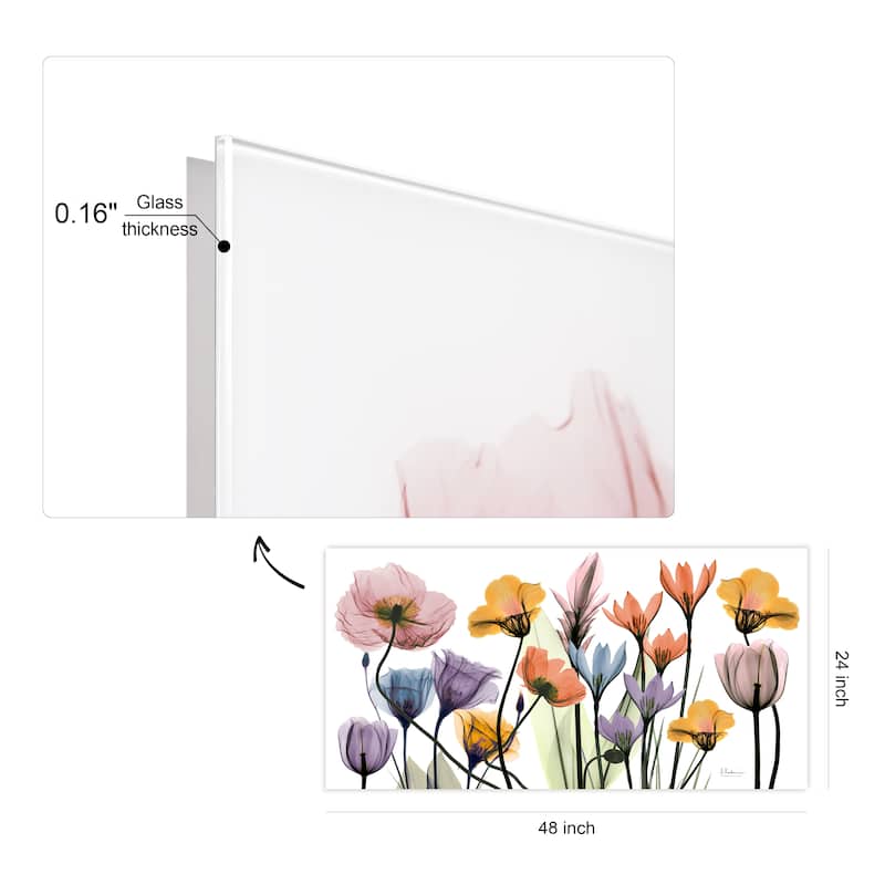 "Flowerscape Portrait" Frameless Free Floating Tempered Glass Panel Graphic Wall Art