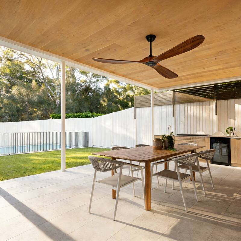 72"Large Size Solid Wood Ceiling Fan without Lights with Remote Control and Wall Switch, for Patio,Indoor,Living Room,Bedroom