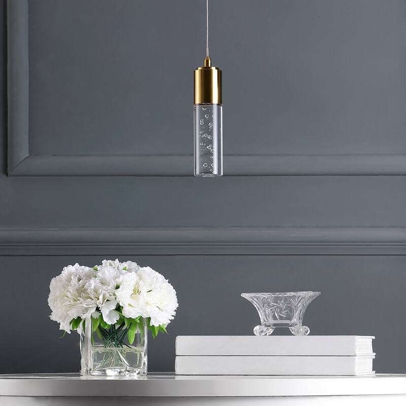 Cristal 1-Light Bubble Acrylic/Iron Modern Minimalist Integrated LED Pendant, by JONATHAN Y - 1 Light
