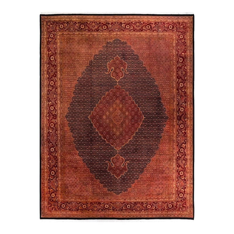 Overton Hand Knotted Wool Vintage Inspired Modern Contemporary Overdyed Red Area Rug - 9' 2" x 12' 3"
