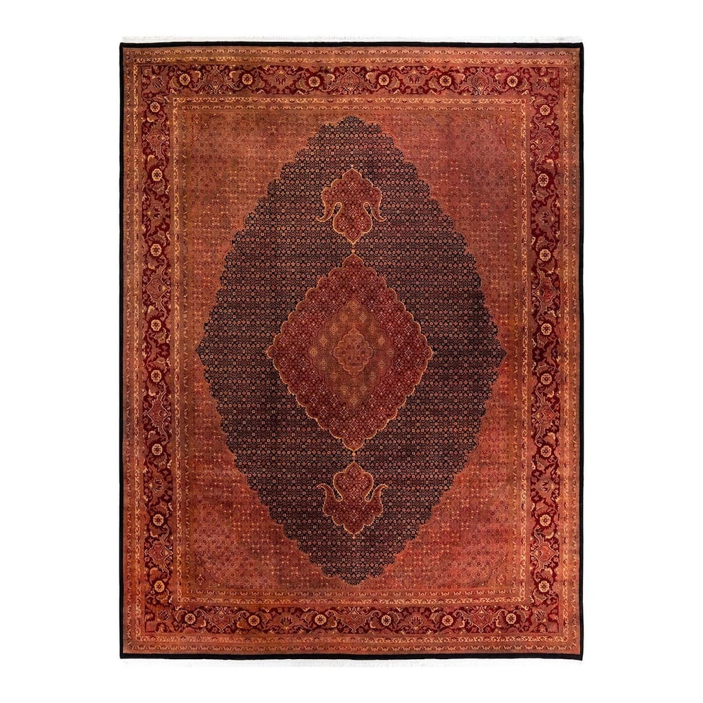Overton Hand Knotted Wool Vintage Inspired Modern Contemporary Overdyed Red Area Rug - 9' 2" x 12' 3"