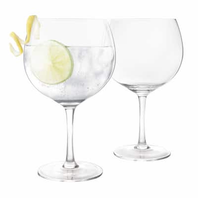 Final Touch Set of 2 Gin Lead Free Crystal Glasses - 27 oz