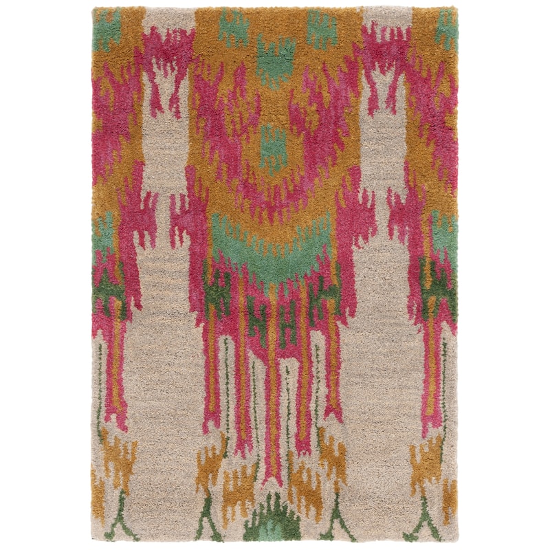 SAFAVIEH Handmade Ikat Audna Modern Wool Rug - 2' x 3' - Beige/Yellow