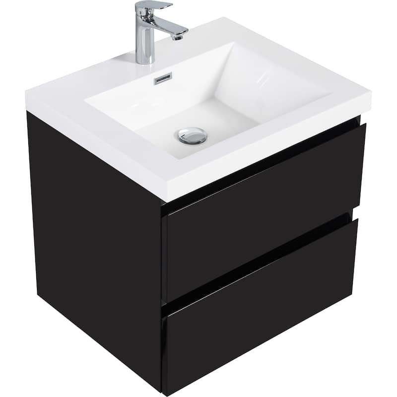 24" Floating Bathroom Vanity with Resin Sink,Soft Close Drawers