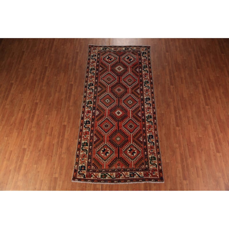 All-Over Geometric Bakhtiari Persian Area Rug Handmade Wool Carpet - 5'0"x 10'9"